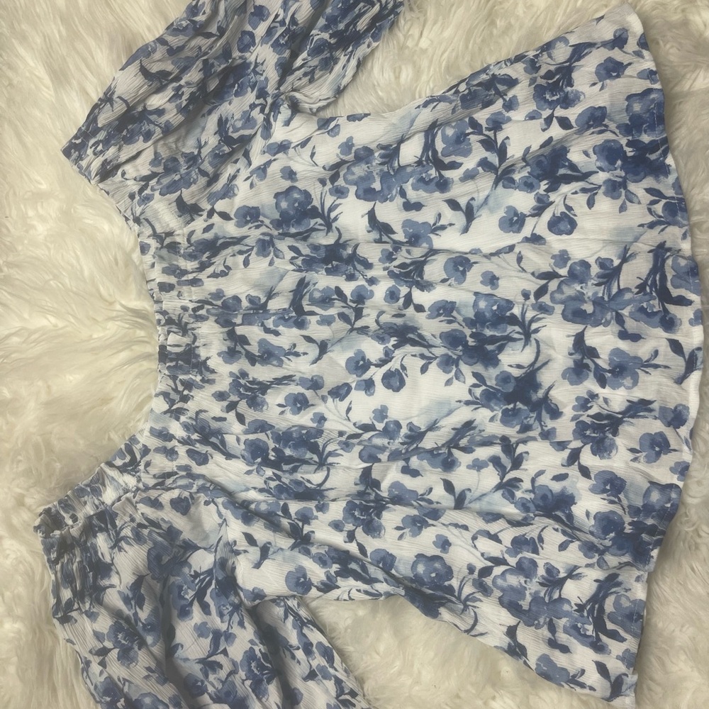 Blue Floral Off-Shoulder Top